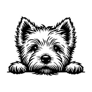 Witte terriër hond SVG | Peeking West Highland White Terrier-vectorbestand voor lasersnijden en doe-het-zelvers