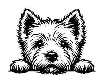 White Terrier Dog SVG | Peeking West Highland White Terrier Vector File for Laser Cutting & DIY Crafts