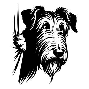 Peeking Irish Wolfhound Dog SVG Black and White SVG Vector File  for Laser Cutting 2