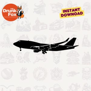 Boeing 747 Jet SVG – Clean Side View Airplane Silhouette for Aviation SVG Projects