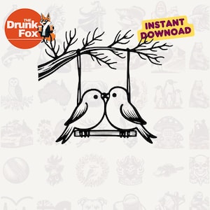 Design SVG de Pombinhos em Balanço de Coração - Clipart Romântico Elegante para o Dia dos Namorados, Decoração de Casamento e Projetos de Artesanato