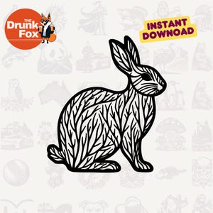 Rabbit Tree Branch Pattern SVG – Delicate Woodland Animal Wall Art for Crafting