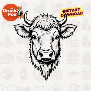 Happy Highland Cow Face SVG met grote neus