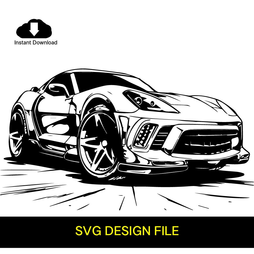 Racing Car SVG Race Car SVG Black and White SVG Vector File for Laser ...