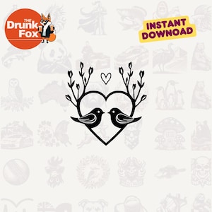 Design SVG de coração de periquitos geométricos - clipart romântico moderno para artesanato e presentes de dia dos namorados, casamento, aniversário