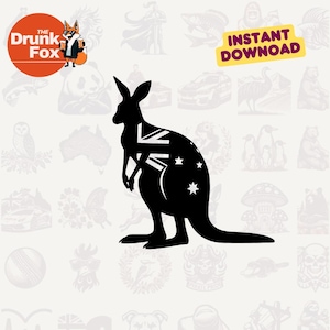 Drapeau australien kangourou SVG – Clipart animal patriotique de l'outback