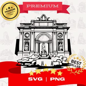 Trevi Fountain SVG - Rome Landmark Silhouette Clipart