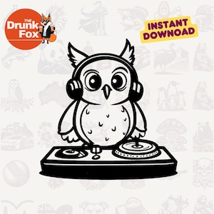 DJ Owl SVG - Coole Cartoon Eule mit Kopfhörer Clipart für Musikliebhaber und Party-Themen