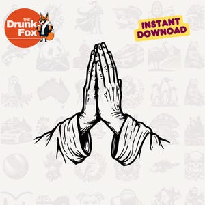 Bijbel en biddende handen SVG – spirituele clipart voor Cricut-, silhouet- en printprojecten