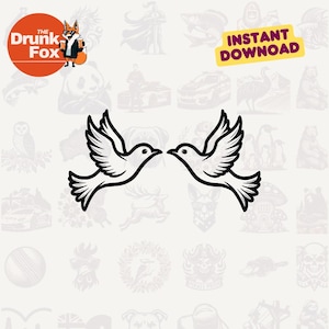 Design SVG de asas de coração de periquitos – Clipart de casal de pássaros românticos para Dia dos Namorados, casamento, aniversário, artesanato DIY e projetos digitais
