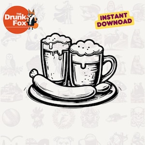 Wurst und Beer Combo SVG - deutsche Wurst und Bier Clipart für Oktoberfest Projekte