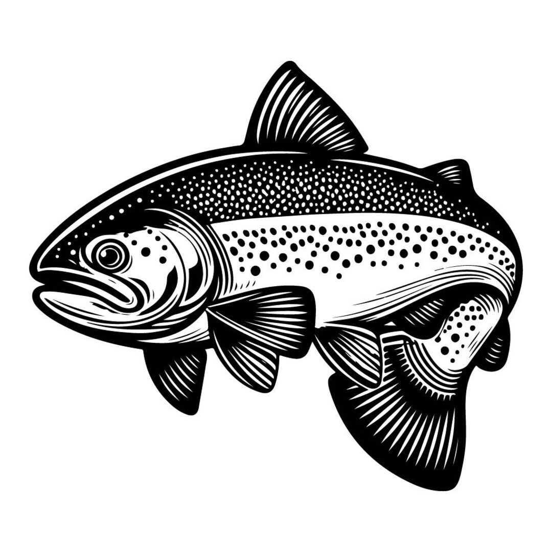 Steelhead Trout Fish SVG | Fishing SVG | Black & White Vector File for ...