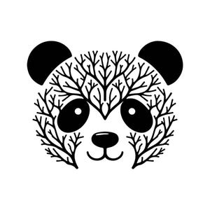 Art mural SVG - fichier vectoriel d'art mural panda noir et blanc pour découpe laser - décoration amusante et unique pour la maison