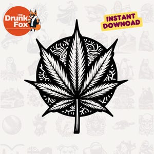 Tribal Sun Marijuana Leaf SVG – Psychedelic Pot Leaf Background