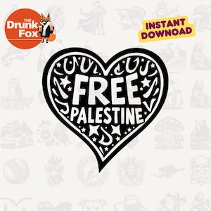 Keffiyeh Heart Free Palestine SVG - Kultureller Stolz und Widerstand Design für Kunsthandwerk Bild 1