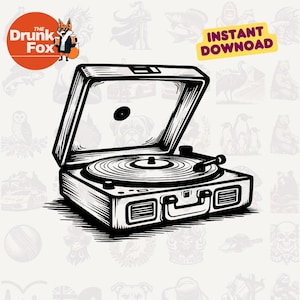 Platenspeler SVG – Retro vinyl draaitafel draaiende LP Clipart