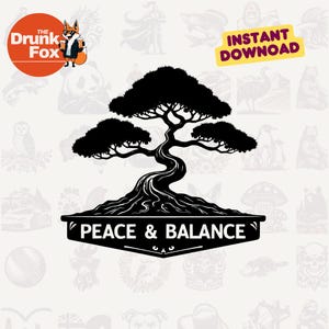 Vintage Bonsai Badge SVG - Peace and Balance Tree-logo