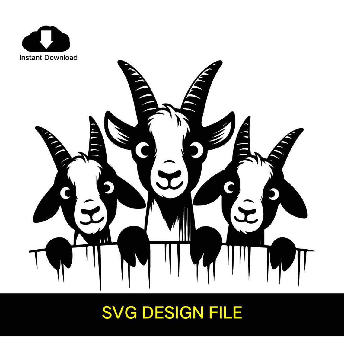 Three Peeking Goat SVG, Funny Three Peeking Goat Laser Cutting, Cute ...