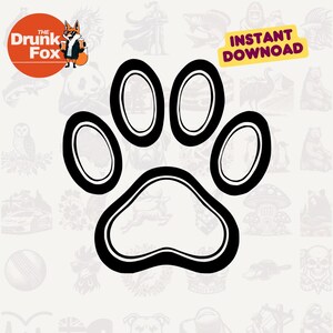 Cavalier Pawprint SVG - Dog Face in Paw Outline for Crafting