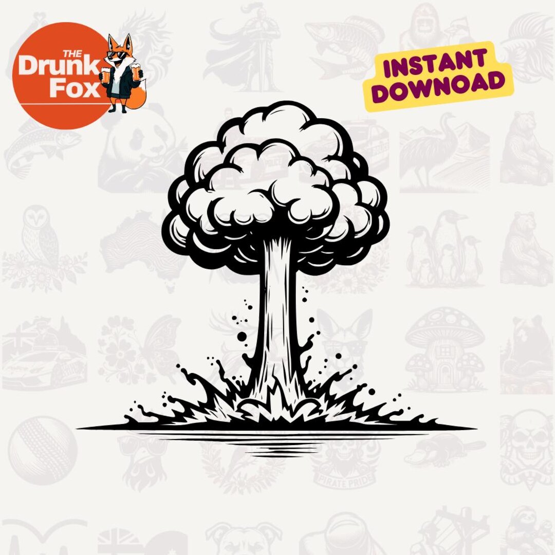 Minimal Atomic Bomb SVG - Line Art Explosion Swirl Design - Etsy