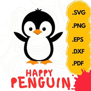 Pinguïn Clipart Vector SVG voor lasergravure en Cricut Crafting | Directe digitale download