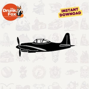 Vintage Airplane Silhouette SVG - Classic Propeller Plane Clipart for Aviation Crafts and Shirts