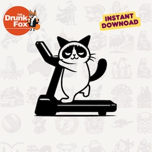 Correre sul rimpianto SVG – Gatto scontroso sul tapis roulant Design umoristico per il fitness