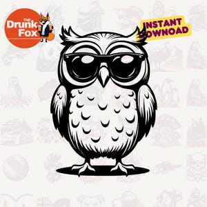 Uil zonnebril SVG Design - Wise Night Owl Clipart voor DIY Crafts, T-shirts, digitale kunst, Instant Download