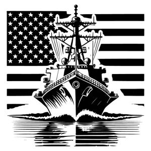 SVG American Battle Ship War Ship Battle Wagon | Laser Cutting File | Vector Art for Crafts & Design Projects