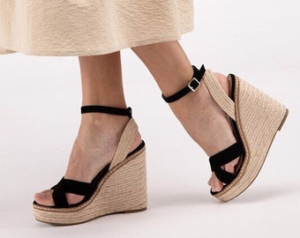Basset Espadrille Criss Cross Anke Strap | Espadrille Platform Sandals