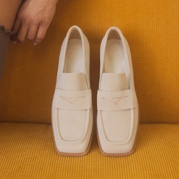 June Square Toe Penny Loafers| Casual Slip-On Penny Loafers