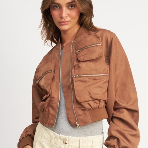 Cropped Bomber Jacket | Zip-Up Bomber Jacket | Fall Jacket