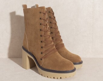 Jenna Chunky Lace-Up Platform Military Boots