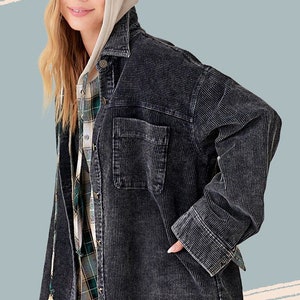 Washed Corduroy Frayed Shacket main image 1