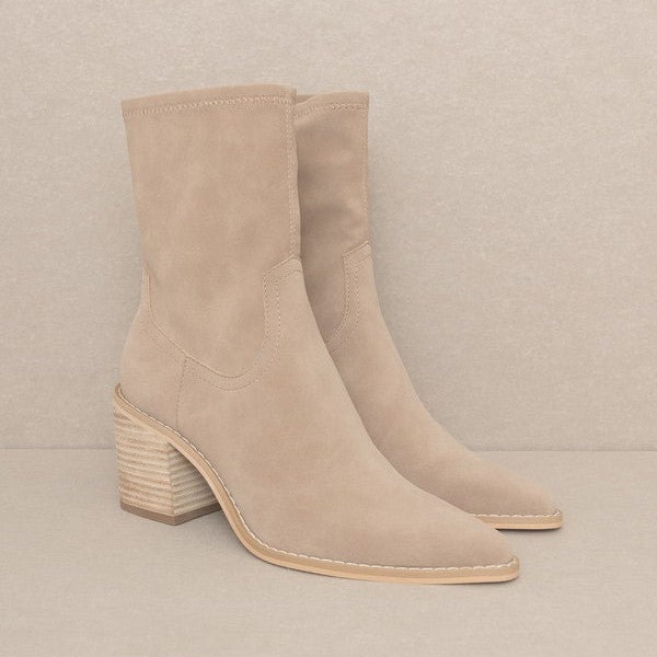 Vienna Sleek Ankle Hugging Booties| Point Toe Ankle Boot| Block Heel Boots