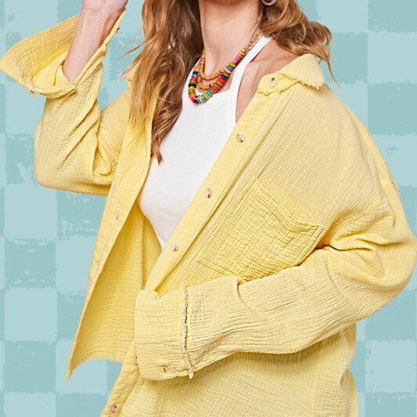 White Soft Washed Crinkled Gauze Button Down Shirt main image 0