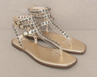 Oaklyn Glam Metalic Studded Gladiator Sandal