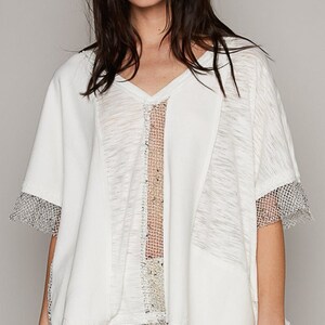 Openwork Round Neck Long Sleeve Knit Top
