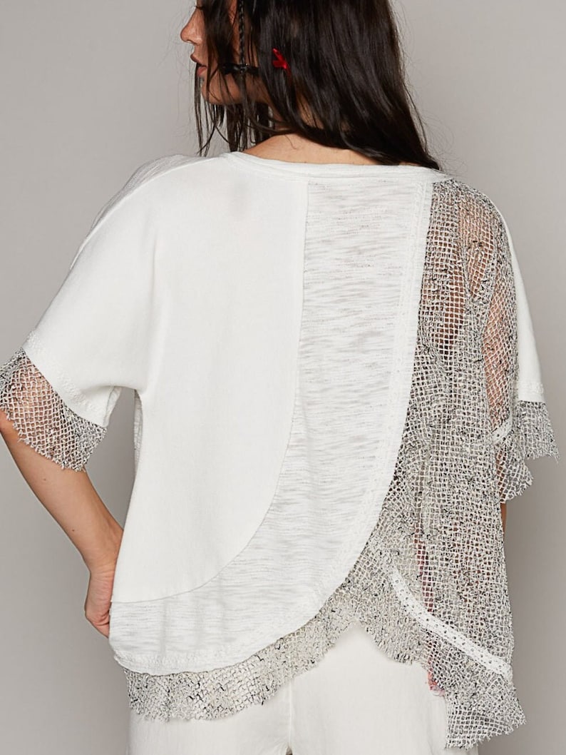 Top and Skirt Set: Openwork V-Neck, Knit Cover Up - Chic & Fashionable main image 1