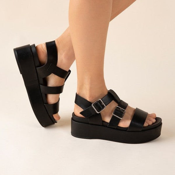 Dreya Round Toe Platform Heel Chunky Sandals