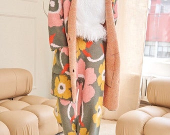 Flower Printed Casual Cozy Wide Leg Pants| Vibrant Floral Wide-Leg Pants