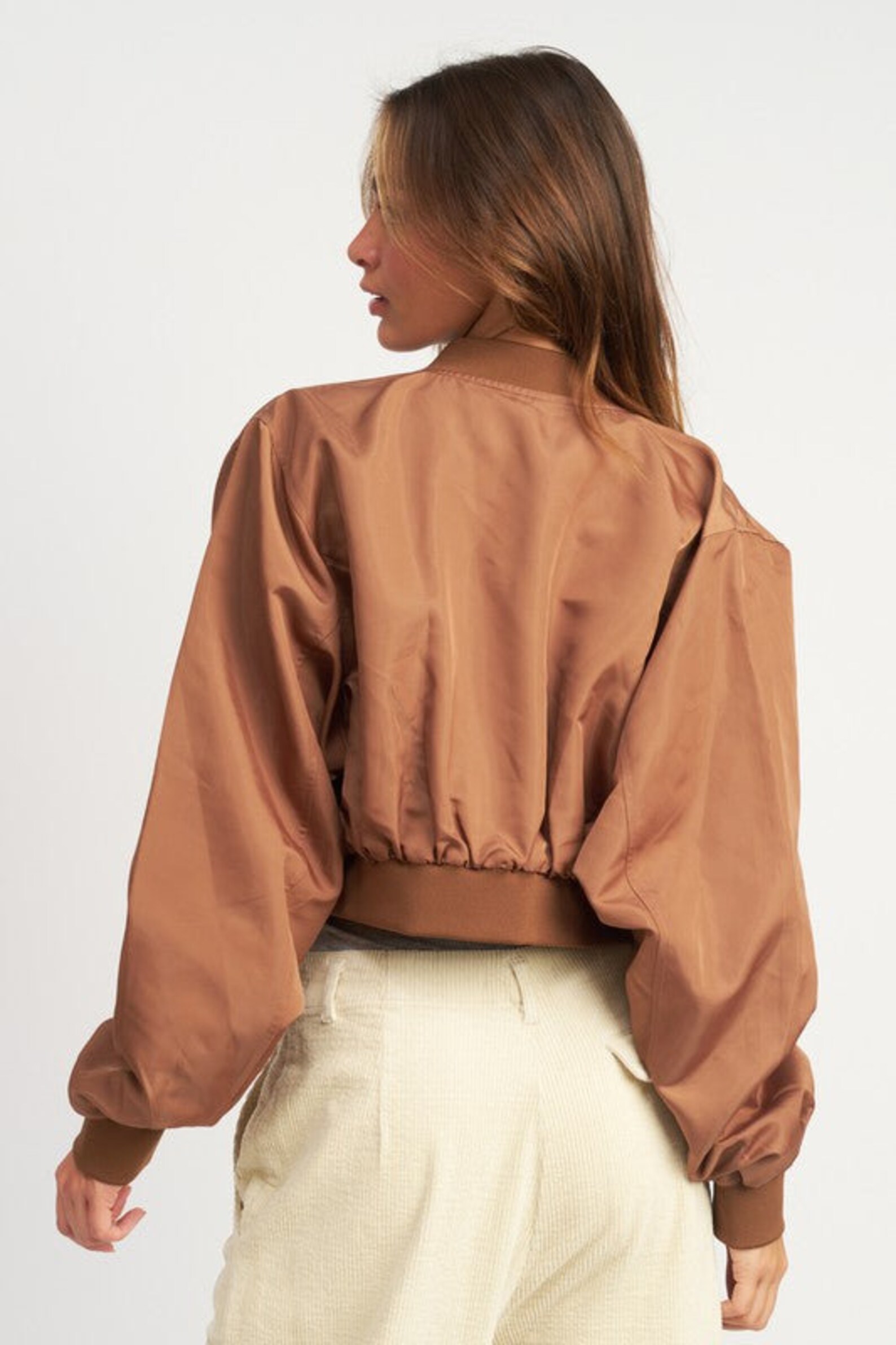 Coalition LA Zip Up Cropped Bomber Jacket