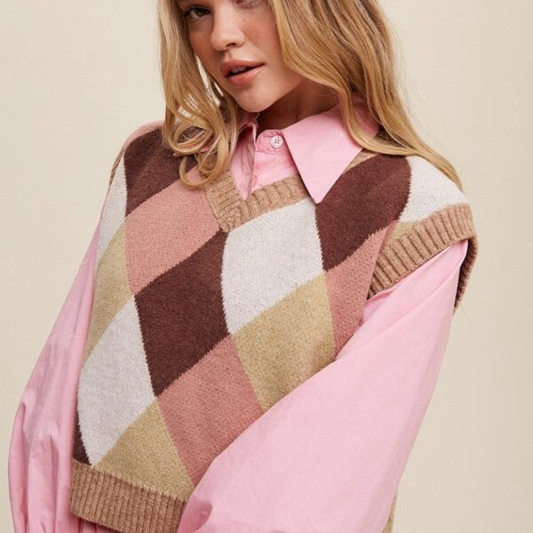 Argyle Sweater Vest Etsy