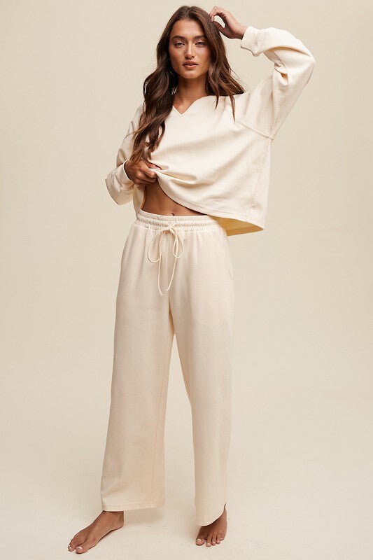Round Neck Sweatshirt and Pants Set main image 1