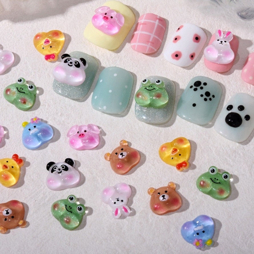 60Pcs 3D Cartoon Nail Charms for Nail Art Slime Charms Nail Decorations  Supplies Flatback Resin Charms for Acrylic Nails Jewels DIY Accessories A60