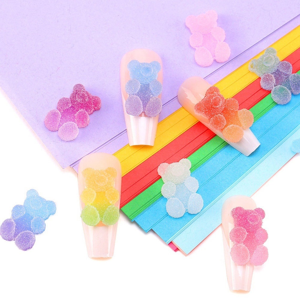 5pcs Gummy Bear Nail Charms, Nail Art Charms, Candy Bear Resin Nail ...
