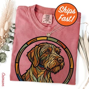 Wirehaired Pointing Griffon T-Shirt, Stained Glass Silhouette Dog Tee, Unique Pet Lover Gift, Comfort Colors Graphic Dog Top