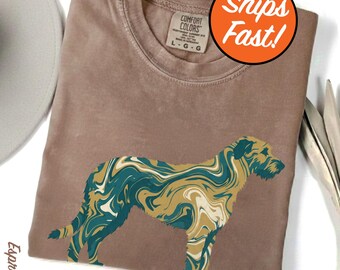 Irish Wolfhound T-Shirt, Marbling Pattern Dog Tee, Aesthetic Pet Lover Gift, Unique Irish Wolfhound Design, Comfort Colors Top