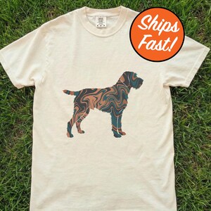 Wirehaired Pointing Griffon T-Shirt, Marbling Pattern Dog Tee, Aesthetic Dog Silhouette, Comfort Colors Graphic Pet Lover Top
