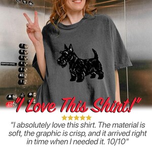 Scottish Terrier T-Shirt, Artsy Linocut Dog Tee, Blocky Scottie Design, Unique Pet Lover Gift, Comfort Colors Graphic Dog Top image 6
